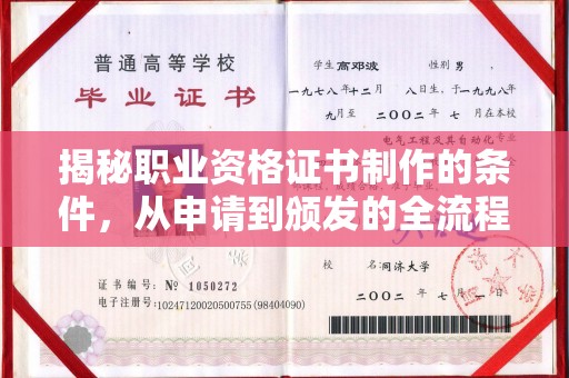 新龙揭秘职业资格证书制作的条件，从申请到颁发的全流程解析